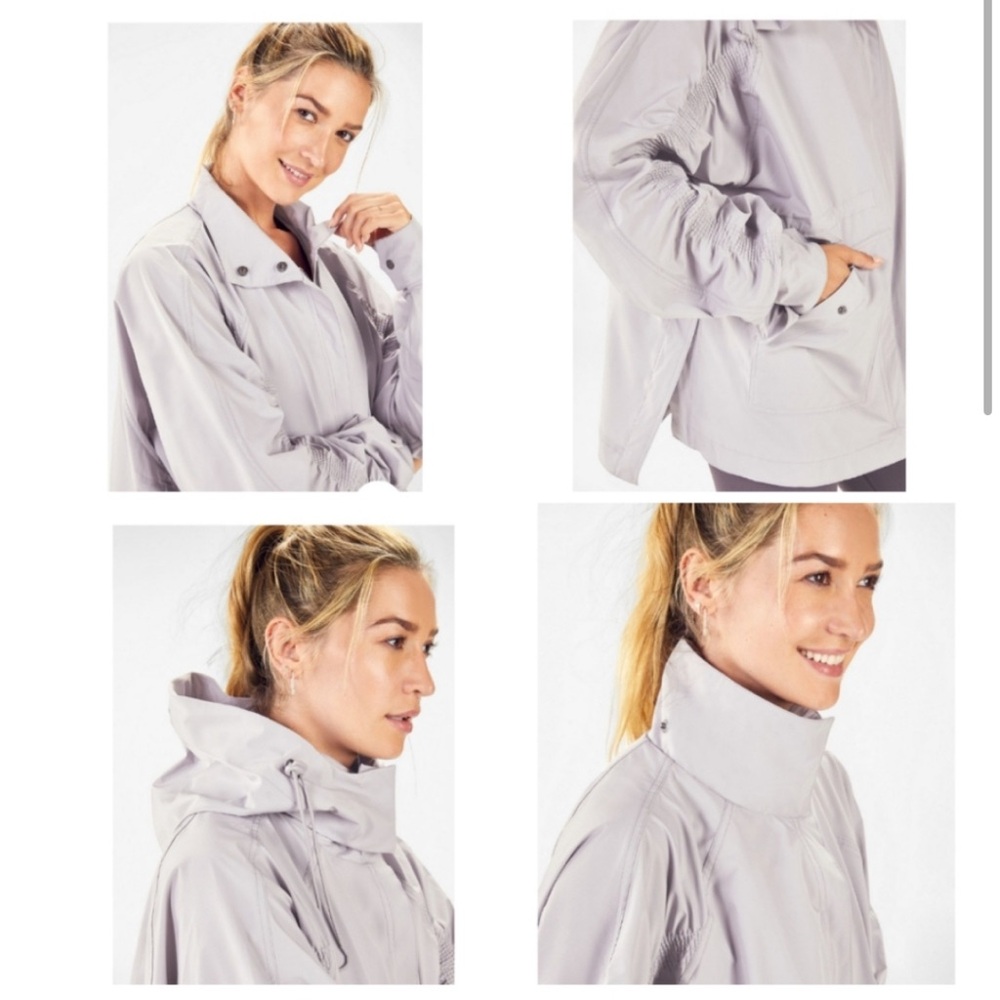 Fabletics Giana Jacket Oversized Gray Size M New Without Tags Full Zip Hood Rain - Picture 3 of 16